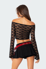 Laura Off Shoulder Sheer Lace Top