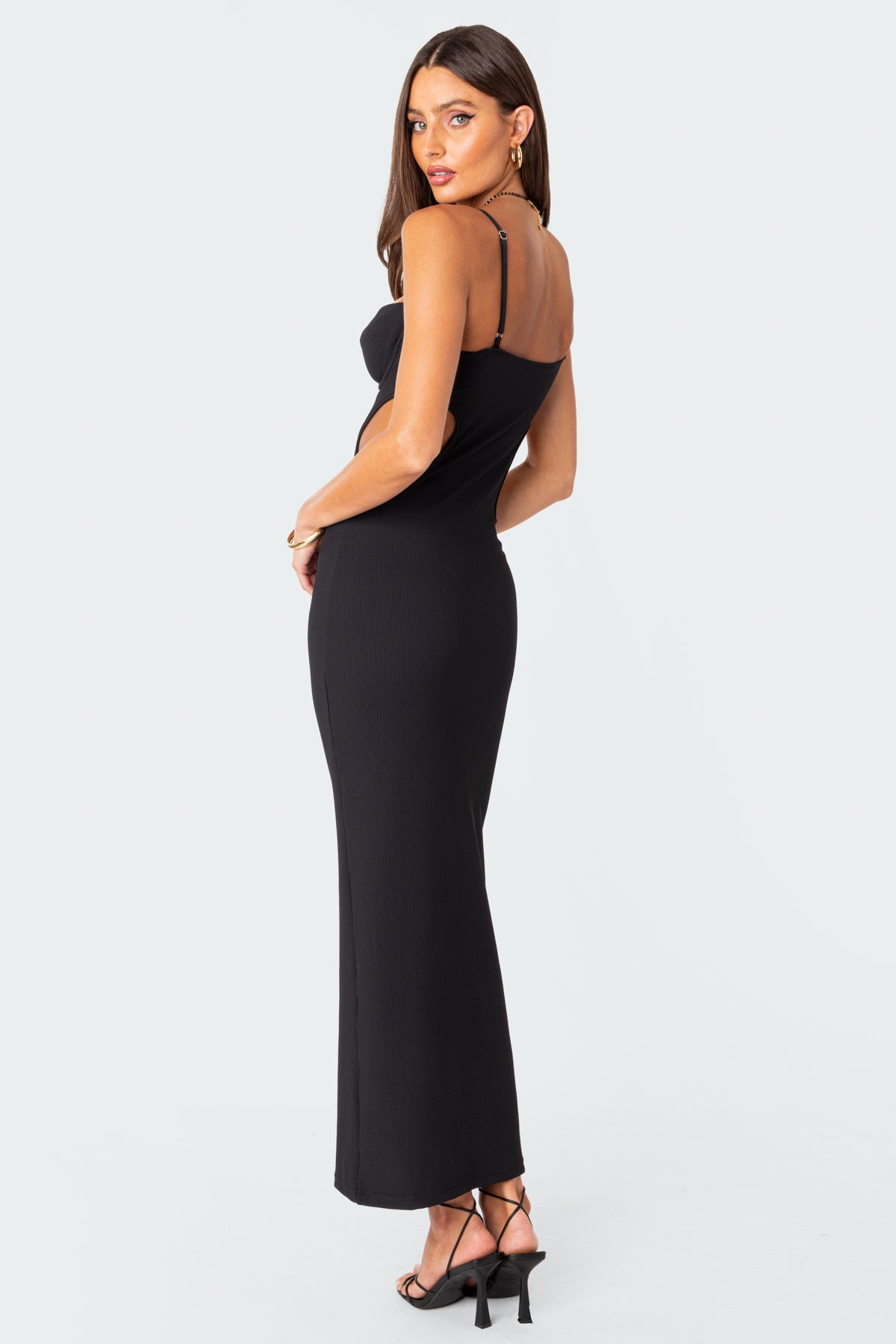 Ribbed Cut Out Cupped Maxi Dress