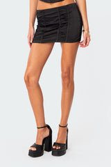 Lilith Lace Up Satin Mini Skirt