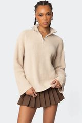 Amour High Neck Oversized Zip Sweater