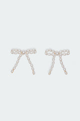 Pearl Bow Stud Earrings