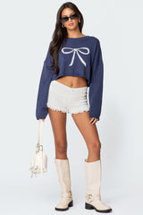 Knit Bow Cropped Sweater