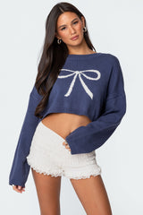 Knit Bow Cropped Sweater