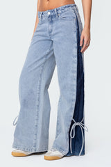 Contrast Split Washed Jeans