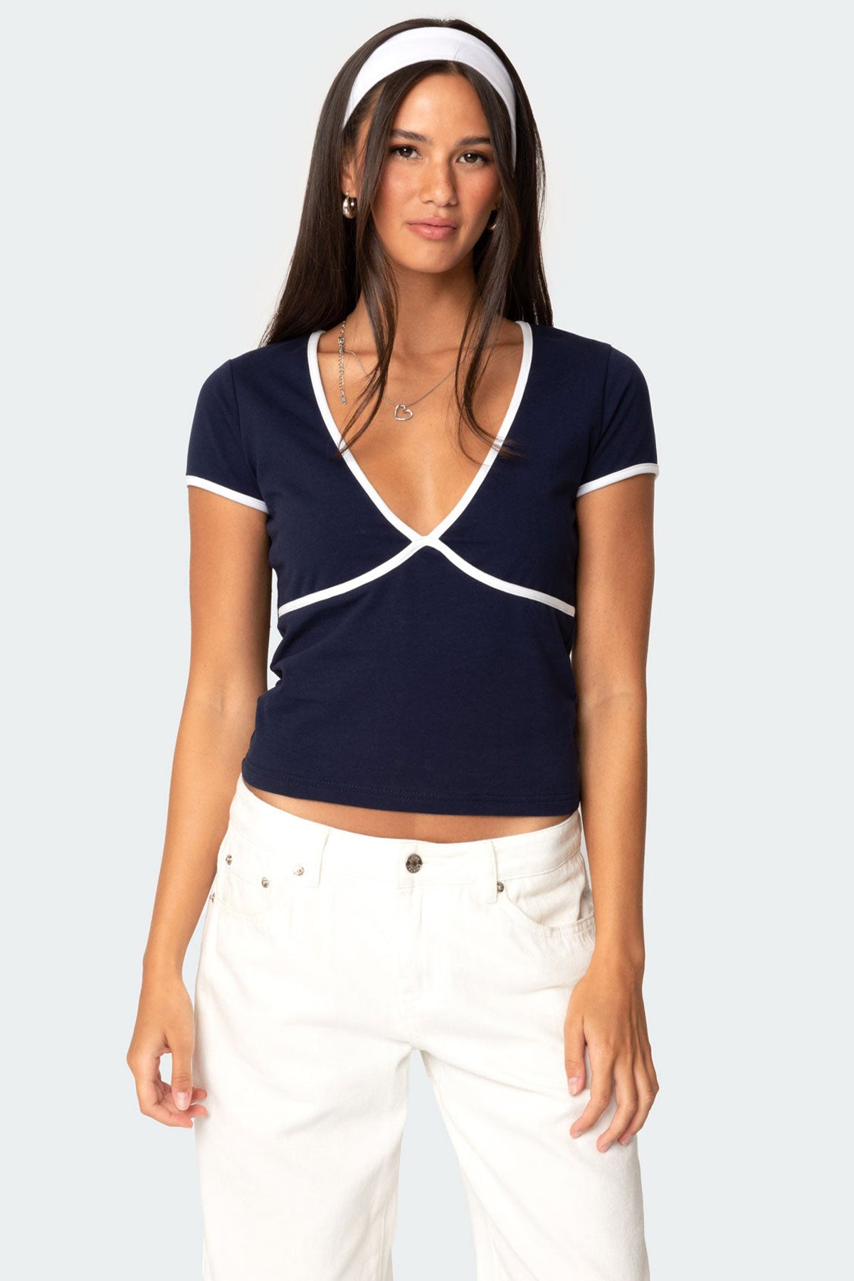 Alicia Contrast V Neck Top