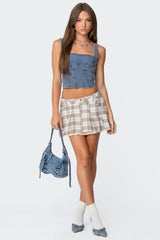 Roni Plaid Pleated Mini Skirt