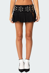 Roxy Side Slit Pleated Mini Skirt