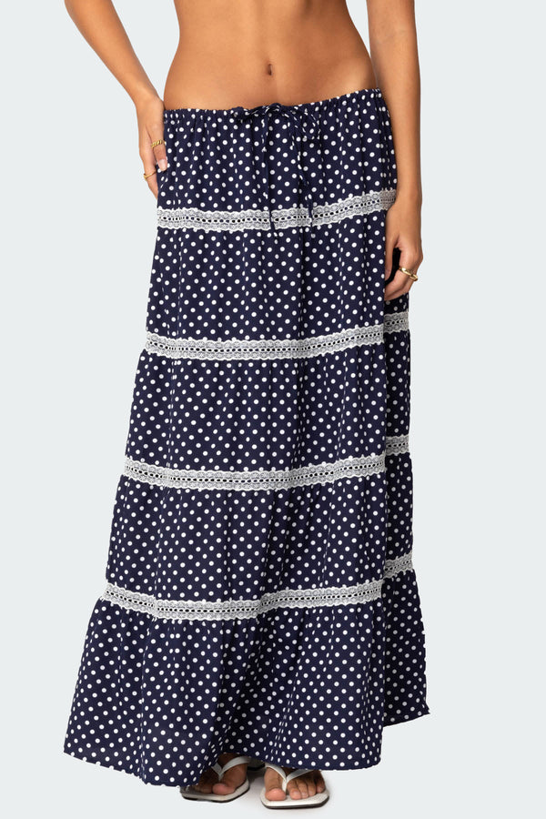 Polka Dot Tiered Maxi Skirt