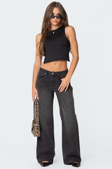 1980 Leopard Patch Low Rise Jeans