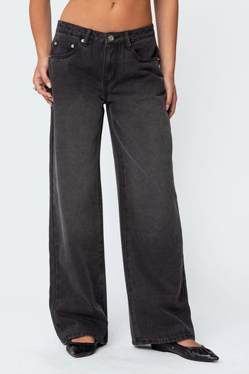 1980 Leopard Patch Low Rise Baggy Jeans
