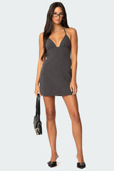 Tie Back Halter Mini Dress