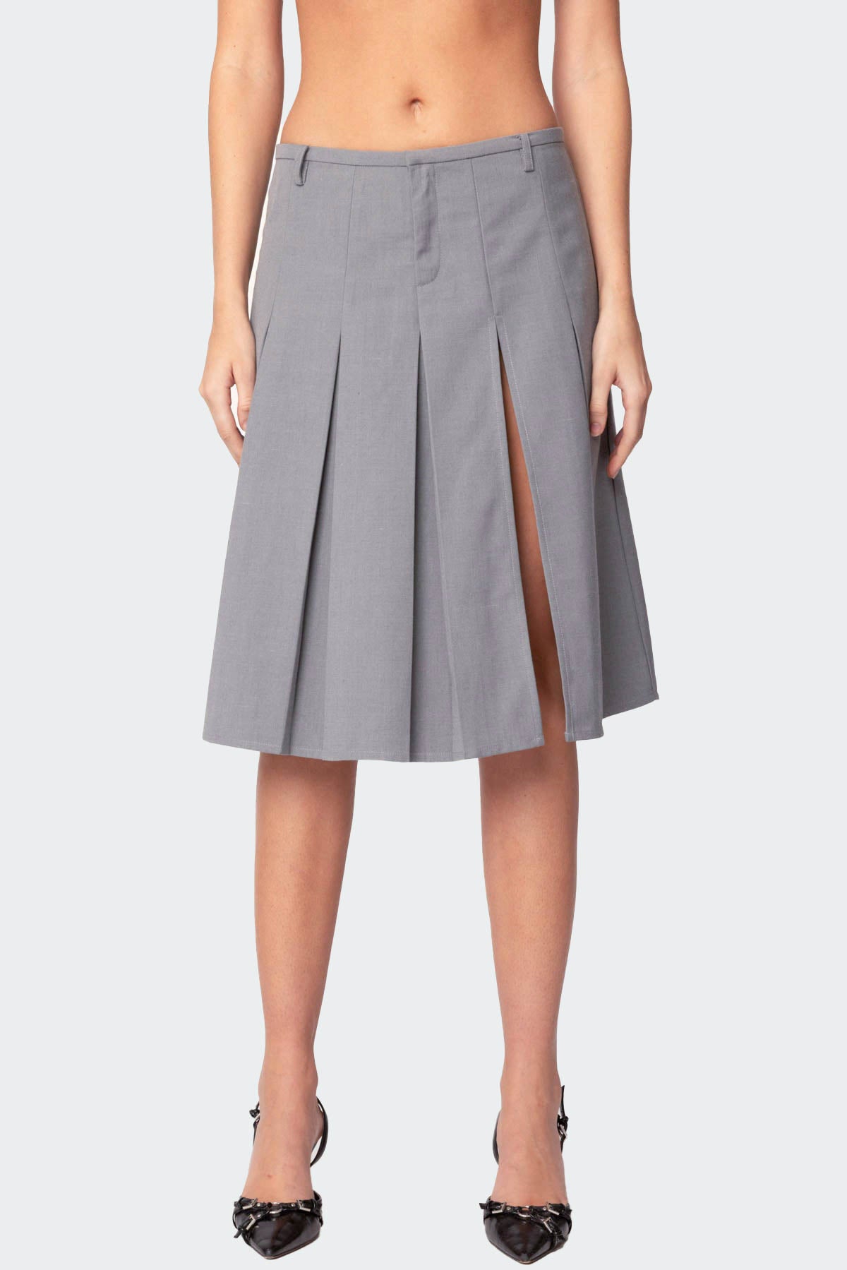 Ethel Side Slit Pleated Midi Skirt – edikted