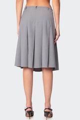 Ethel Side Slit Pleated Midi Skirt