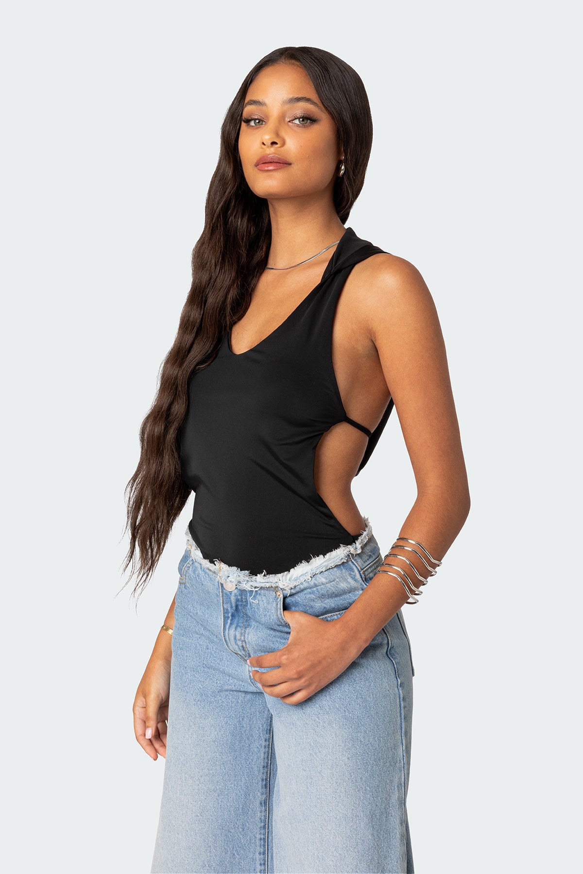 Hooded Open Back Bodysuit