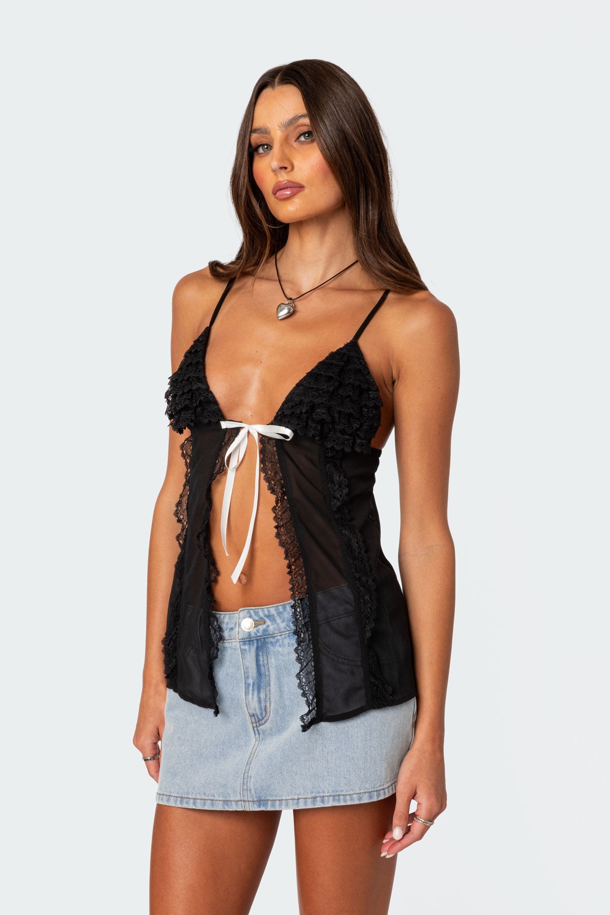 Linette Lacey Sheer Split Front Top