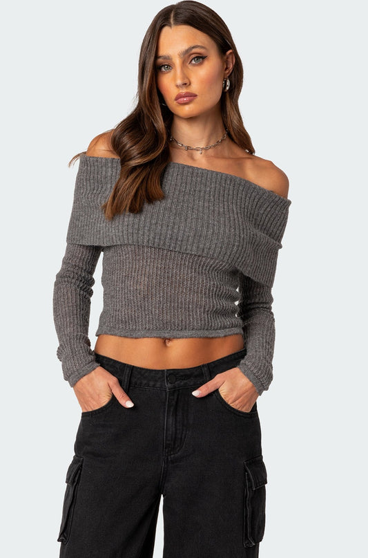 Lili Off Fold Over Knit Top