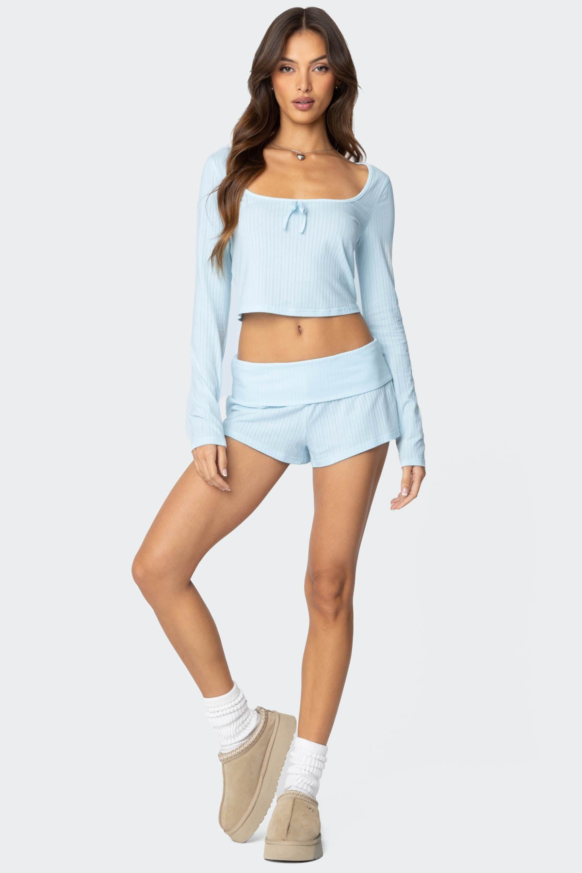 Lucilla Fold Over Ribbed Shorts