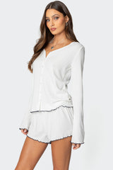 Chelsey Button Up Pointelle Top