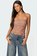 Ballet Sheer Lace Tube Top