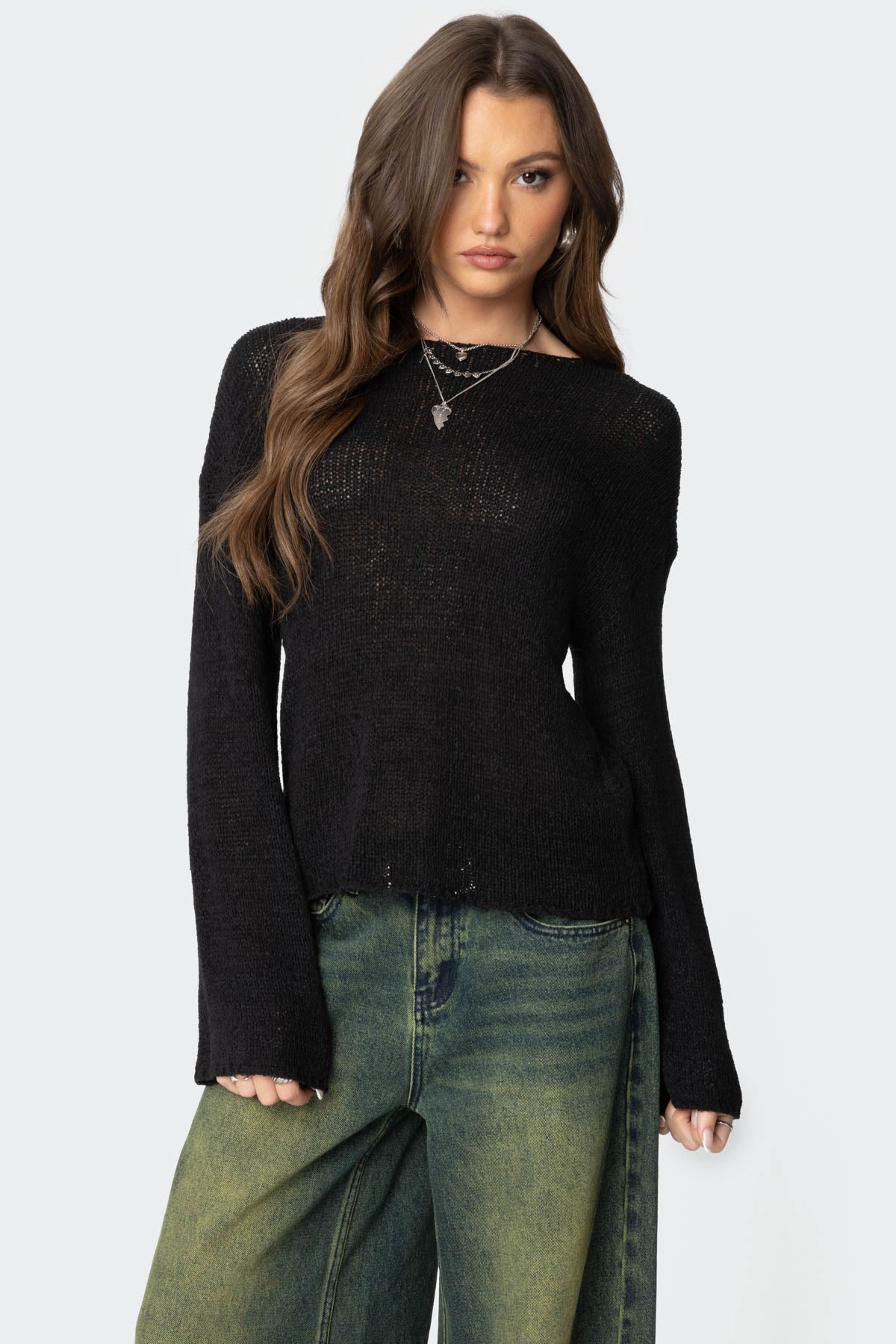 Drop Shoulder Light Knit Sweater