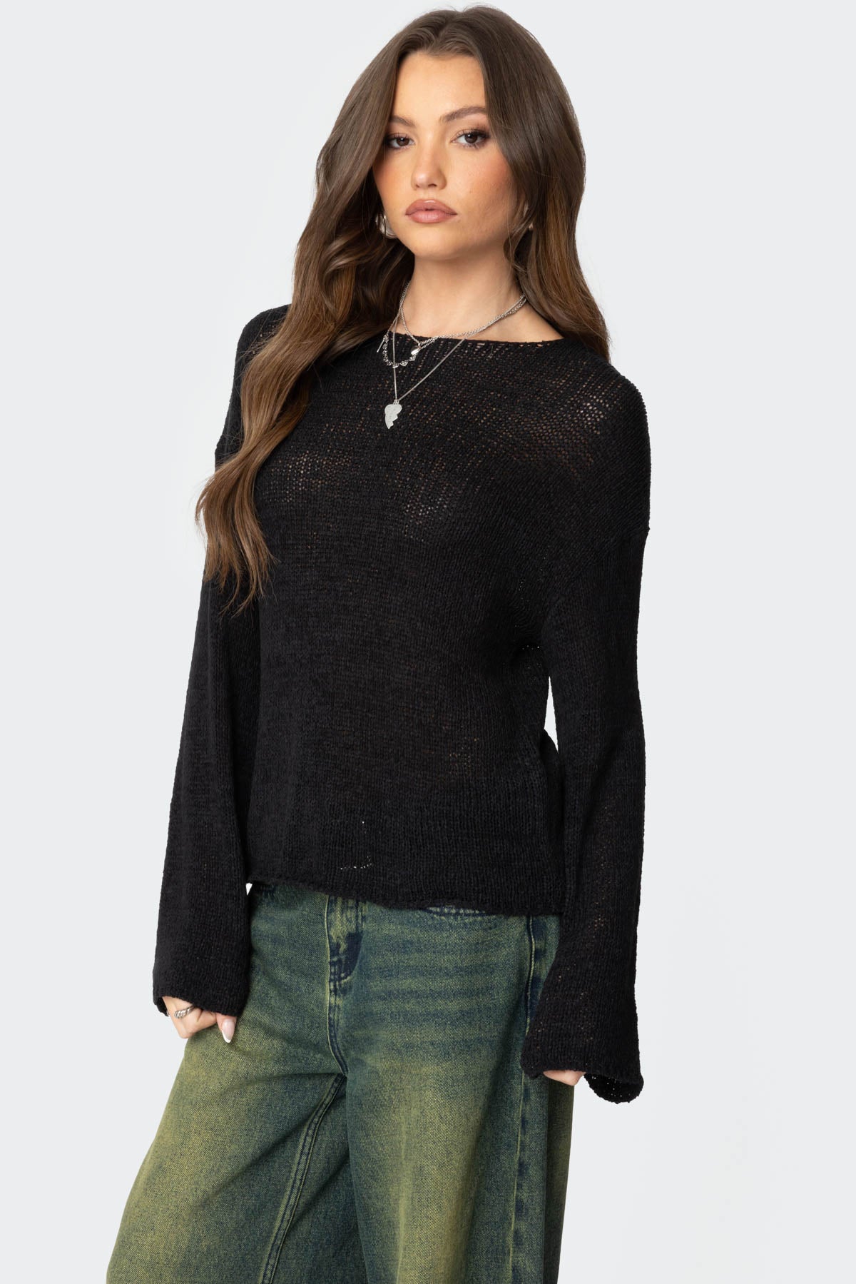 Drop Shoulder Light Knit Sweater