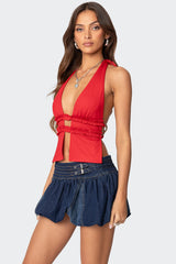 Luma Split Front Backless Halter Top