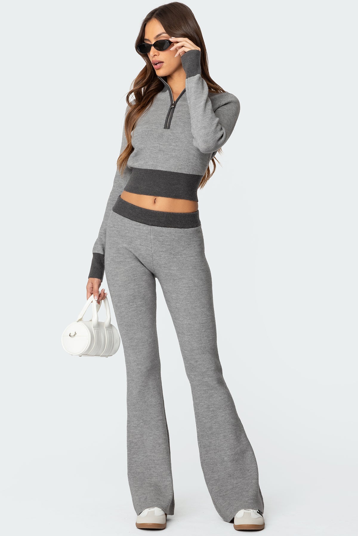 Lei Contrast Knit Flared Pants