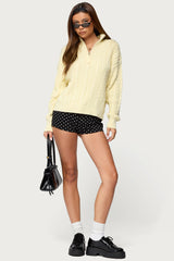 Sarie Cable Knit Quarter Zip Sweater