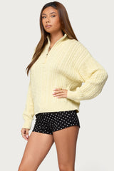 Sarie Cable Knit Quarter Zip Sweater