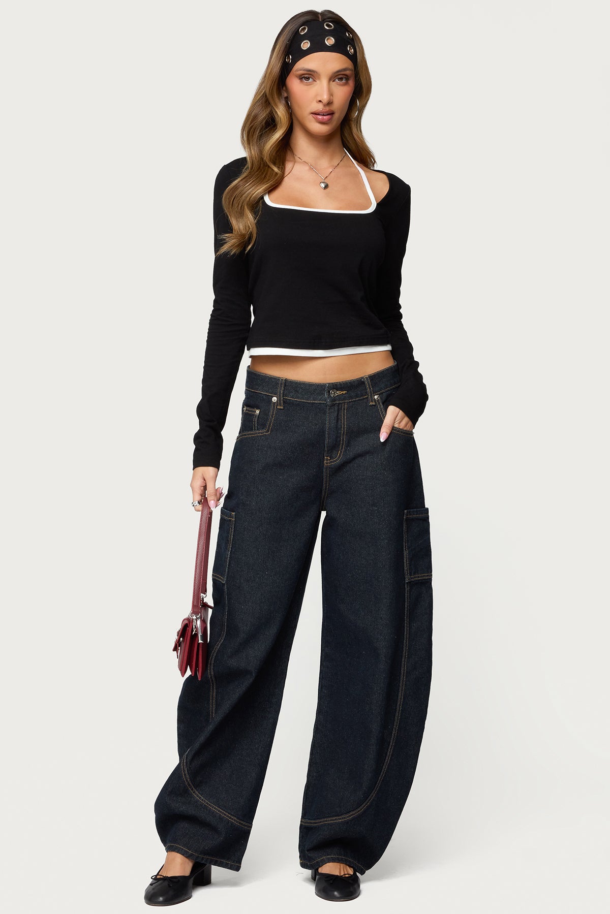 Ksenia Contrast Layered Square Neck Top – edikted