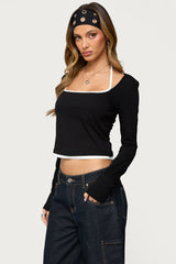 Ksenia Contrast Layered Square Neck Top