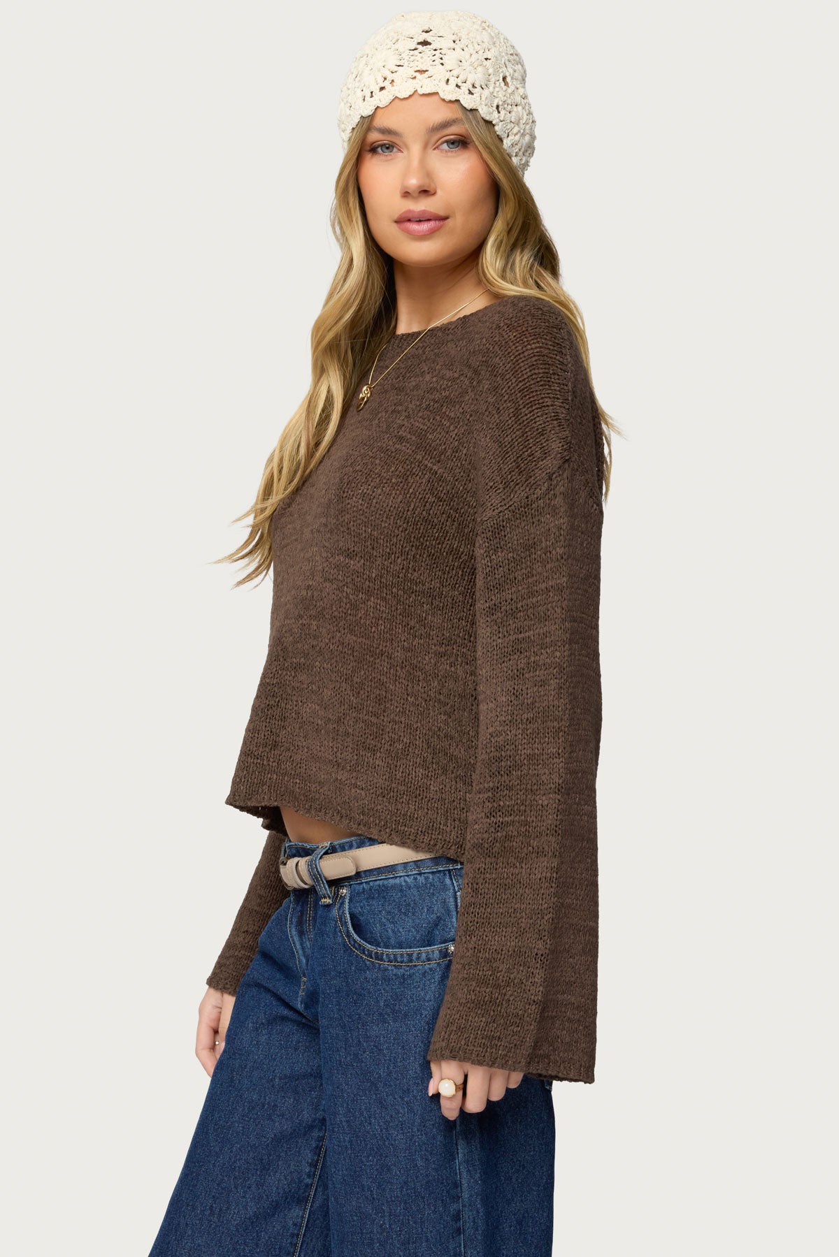 Drop Shoulder Light Knit Sweater