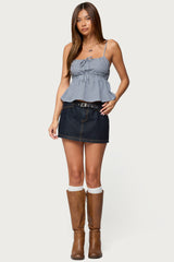 Zahara Gingham Babydoll Top