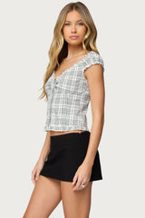 Dolsy Plaid Button Up Top