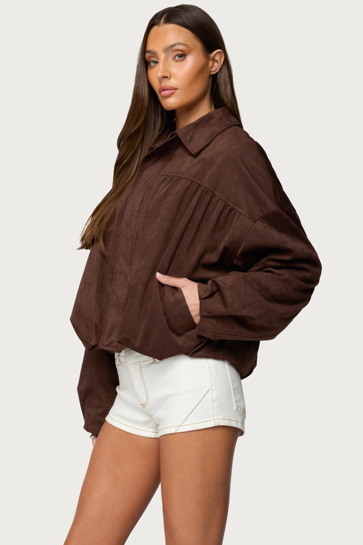 Alberta Faux Suede Bubble Jacket