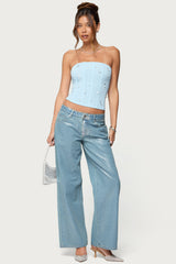 Lexah Faux Crystal Strapless Mesh Corset