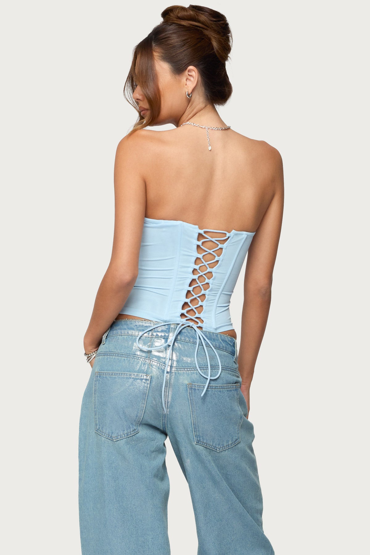 Lexah Faux Crystal Strapless Mesh Corset