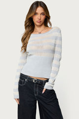 Cornella Boat Neck Striped Knit Top