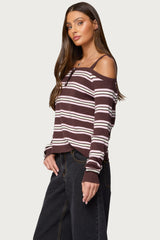 Shyla Off Shoulder Striped Knit Top