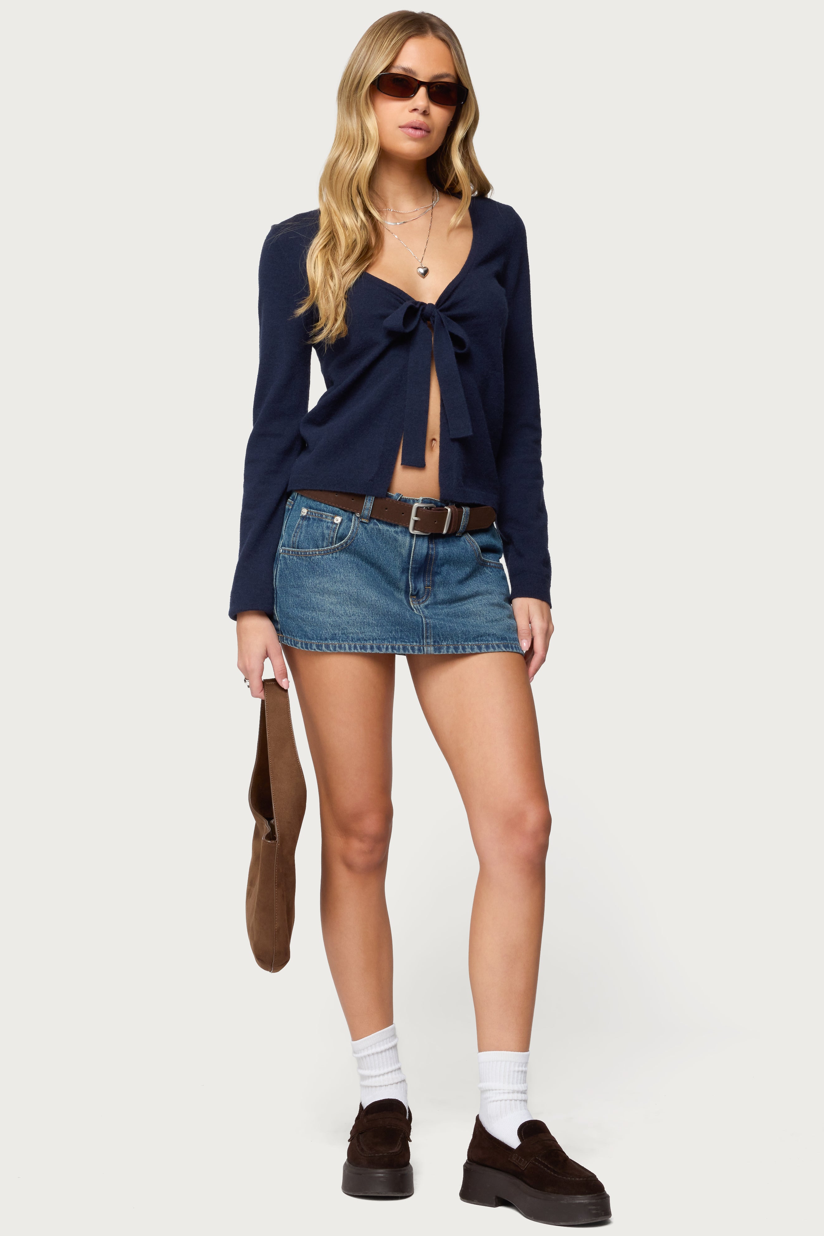 Demi Tie Front Knit Cardigan – edikted