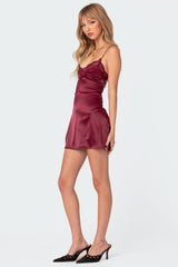 Whitney Lace Trim Satin Mini Dress