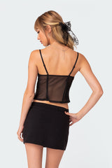 Sav Split Front Sheer Lace Corset