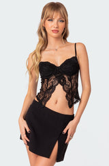 Sav Split Front Sheer Lace Corset