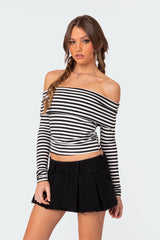 Striped Fold Over Top