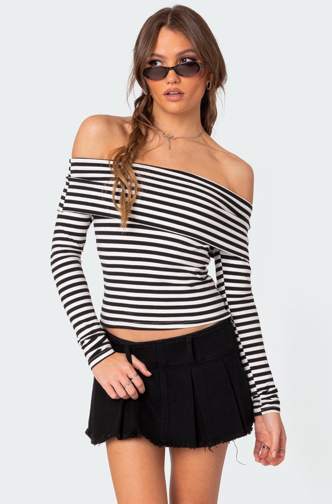 Striped Fold Over Top
