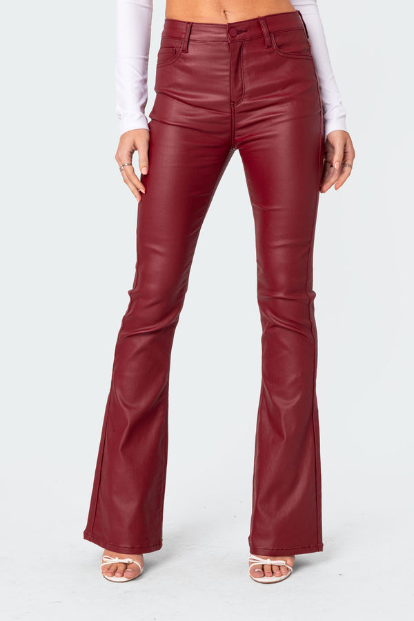 Luna Faux Leather Flare Jeans