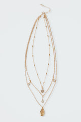 Droplet Shell Layered Necklace