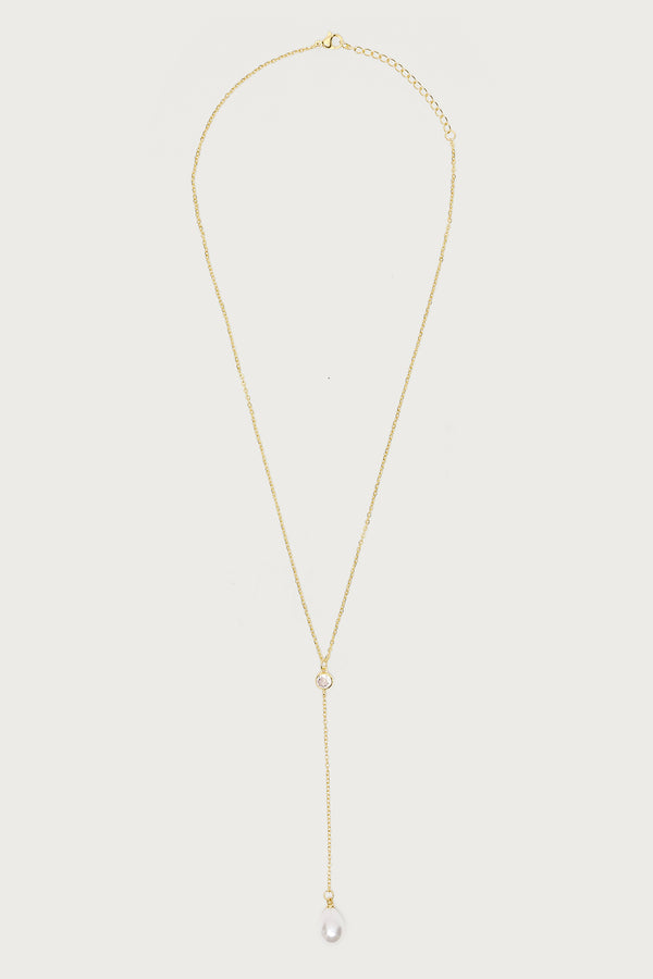 Cascading Pearly Rhinestone Necklace