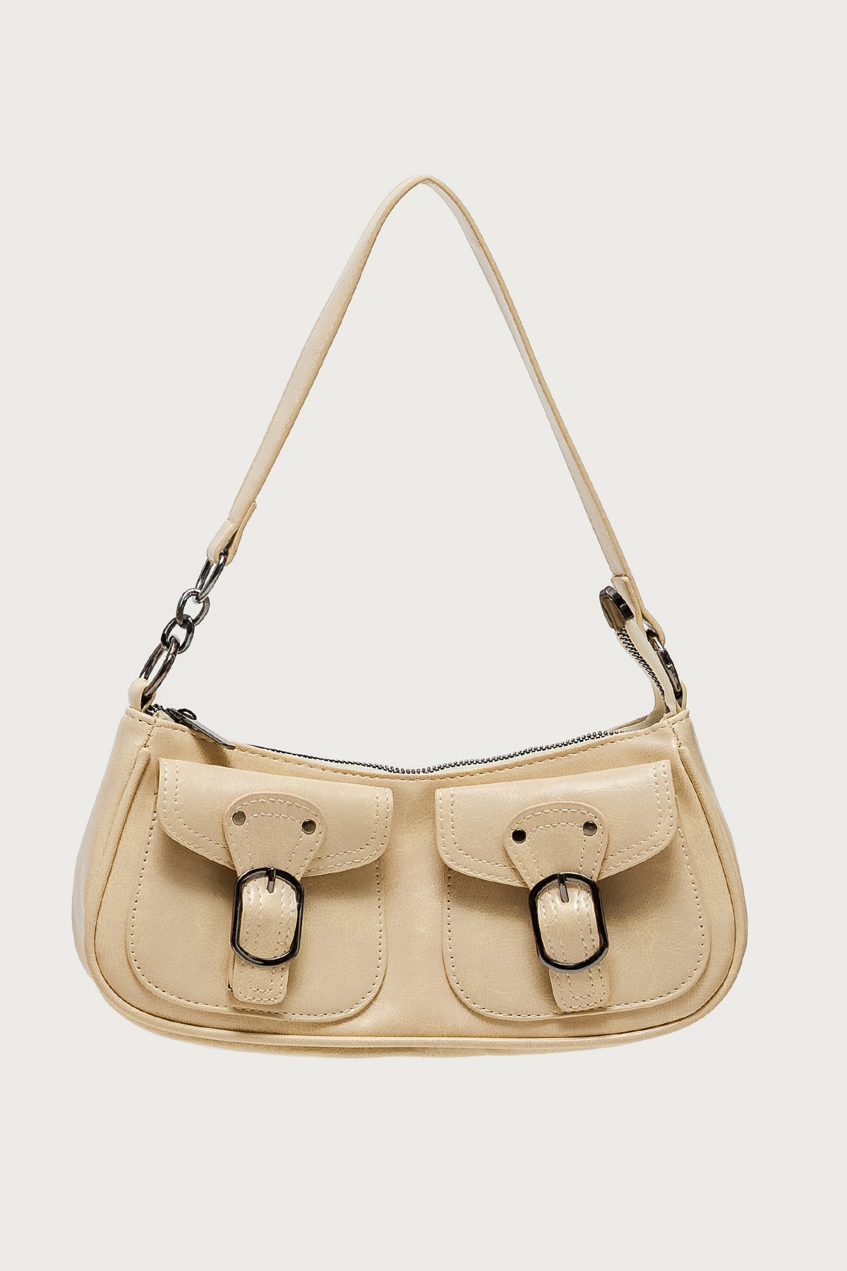 Distressed Faux Leather Buckle Bag