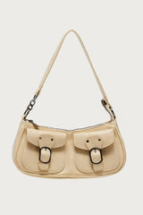 Distressed Faux Leather Buckle Bag